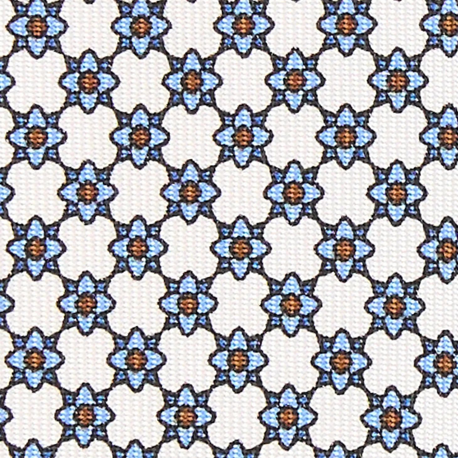 CRAVATTA SARTORIALE 5 PIEGHE IN SETA BIANCA Microfantasia fiore