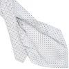 CRAVATTA SARTORIALE 7 PIEGHE IN SETA BIANCO Microfantasia fiore