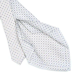 CRAVATTA SARTORIALE 5 PIEGHE IN SETA BIANCA Microfantasia fiore