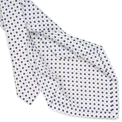 CRAVATTA SARTORIALE 5 PIEGHE IN SETA BIANCA Microfantasia fiore