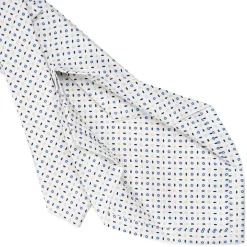 CRAVATTA SARTORIALE 5 PIEGHE IN SETA BIANCA Microfantasia fiore