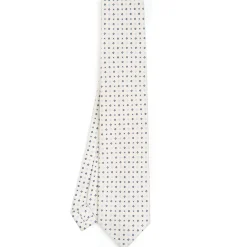 CRAVATTA SARTORIALE 7 PIEGHE IN SETA BIANCA Microfantasia fiore
