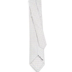 CRAVATTA SARTORIALE 7 PIEGHE IN SETA BIANCA Microfantasia fiore