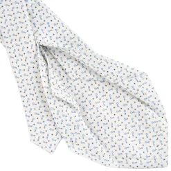 CRAVATTA SARTORIALE 5 PIEGHE IN SETA BIANCA Microfantasia fiore