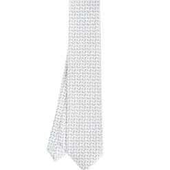 CRAVATTA SARTORIALE 5 PIEGHE IN SETA BIANCA Microfantasia fiore
