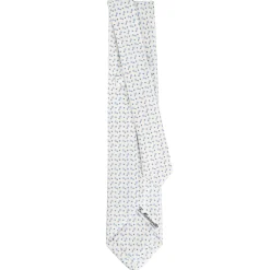 CRAVATTA SARTORIALE 5 PIEGHE IN SETA BIANCA Microfantasia fiore