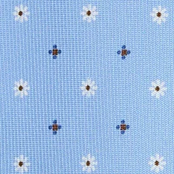 CRAVATTA SARTORIALE 5 PIEGHE IN SETA AZZURRA Microfantasia fiore