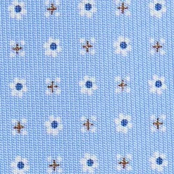 CRAVATTA SARTORIALE 5 PIEGHE IN SETA AZZURRA Microfantasia fiore
