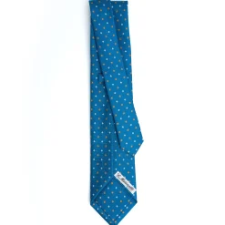 CRAVATTA SARTORIALE 5 PIEGHE IN SETA BLU MEDIO Microfantasia fiore