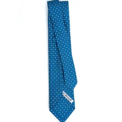 CRAVATTA SARTORIALE 5 PIEGHE IN SETA BLU MEDIO Microfantasia fiore