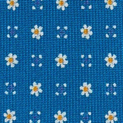 CRAVATTA SARTORIALE 5 PIEGHE IN SETA BLU MEDIO Microfantasia fiore