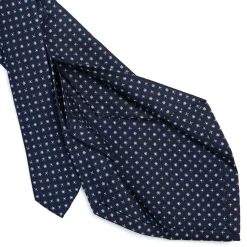 CRAVATTA SARTORIALE 5 PIEGHE IN SETA BLU SCUROMicrofantasia fiore