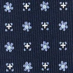 CRAVATTA SARTORIALE 5 PIEGHE IN SETA BLU SCUROMicrofantasia fiore