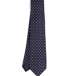 CRAVATTA SARTORIALE 5 PIEGHE IN SETA BLU SCUROMicrofantasia fiore