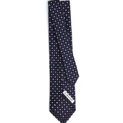 CRAVATTA SARTORIALE 5 PIEGHE IN SETA BLU SCUROMicrofantasia fiore