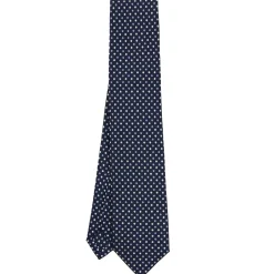CRAVATTA SARTORIALE 5 PIEGHE IN SETA BLU SCUROMicrofantasia fiore