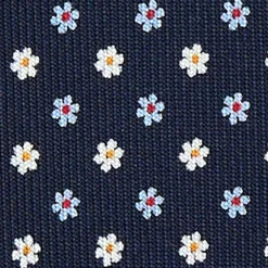 CRAVATTA SARTORIALE 5 PIEGHE IN SETA BLU SCUROMicrofantasia fiore