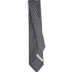 CRAVATTA SARTORIALE 5 PIEGHE IN SETA GRIGIO SCURO Microfantasia fiore