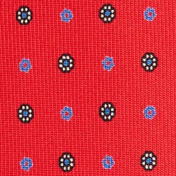 CRAVATTA SARTORIALE 5 PIEGHE IN SETA ROSSA Microfantasia fiore