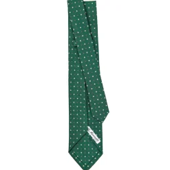 CRAVATTA SARTORIALE 5 PIEGHE IN SETA VERDE SCURO Microfantasia fiore