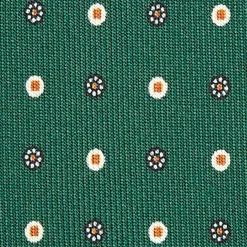 CRAVATTA SARTORIALE 5 PIEGHE IN SETA VERDE SCURO Microfantasia fiore