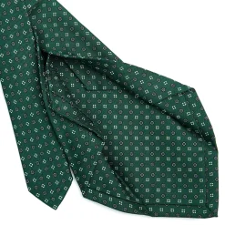 CRAVATTA SARTORIALE 5 PIEGHE IN SETA VERDE SCURO Microfantasia fiore