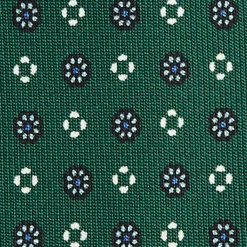 CRAVATTA SARTORIALE 5 PIEGHE IN SETA VERDE SCURO Microfantasia fiore