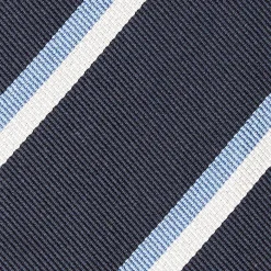 CRAVATTA SARTORIALE RIGATA In seta blu scuro