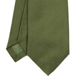 CRAVATTA SARTORIALE SETA JACQUARD VERDE OLIVA Tinta unita