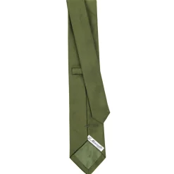 CRAVATTA SARTORIALE SETA JACQUARD VERDE OLIVA Tinta unita