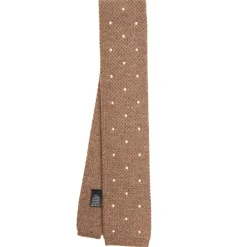 CRAVATTA TRICOT IN CASHMERE BEIGE Pois bianco