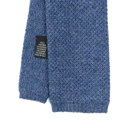 CRAVATTA TRICOT IN CASHMERE BLU Tinta unita