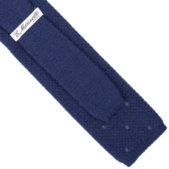 CRAVATTA TRICOT IN CASHMERE BLU SCURO Pois azzurro