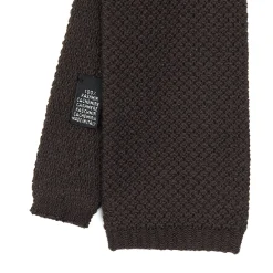 CRAVATTA TRICOT IN CASHMERE MARRONE SCURO Tinta unita