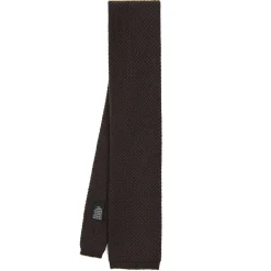 CRAVATTA TRICOT IN CASHMERE MARRONE SCURO Tinta unita