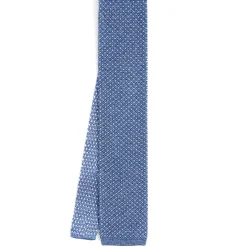 CRAVATTA TRICOT IN SETA AZZURRO POLVERE Microfantasia geometrica