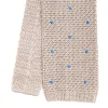 CRAVATTA TRICOT IN SETA BEIGE Pois blu