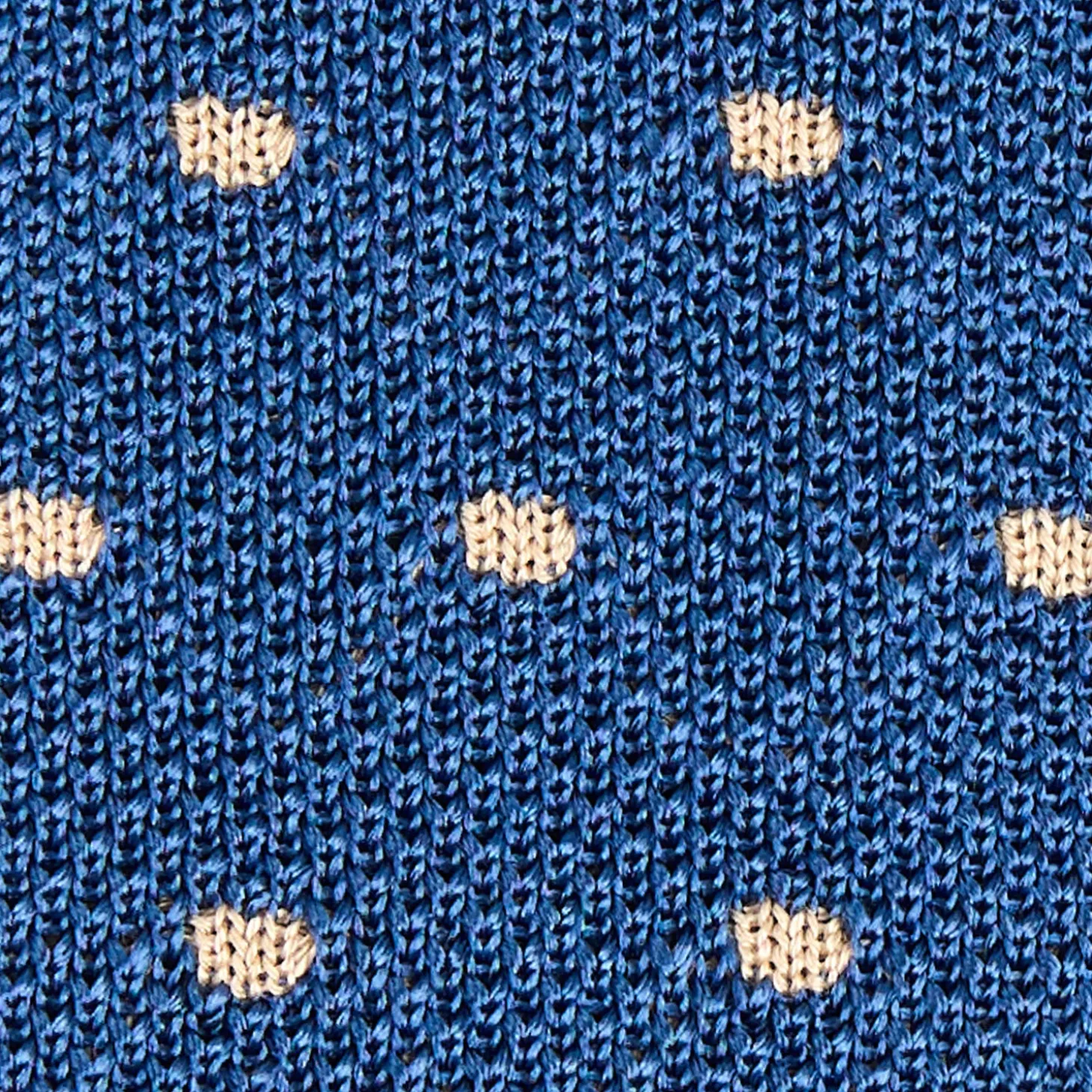 CRAVATTA TRICOT IN SETA BLU Pois beige