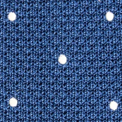 CRAVATTA TRICOT IN SETA BLU Pois beige