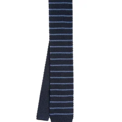CRAVATTA TRICOT IN SETA BLU SCURO Rigata
