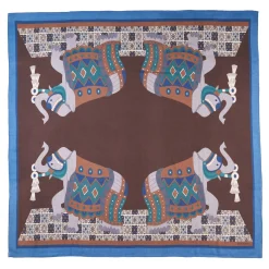 FOULARD BLUETTE E MARRONE SCURO IN LANA Motivo etnico
