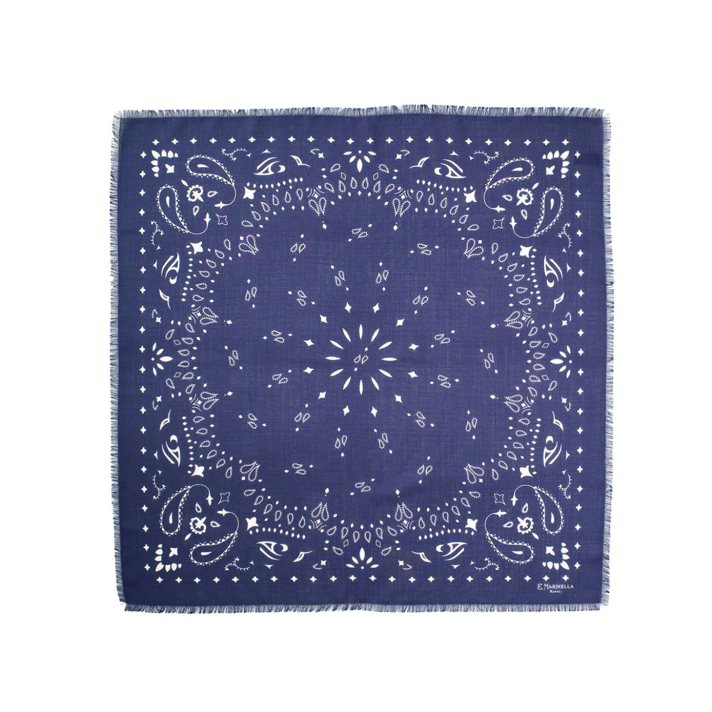 FOULARD IN LANA, CASHMERE E SETA 65 BLU SCURO Paisley