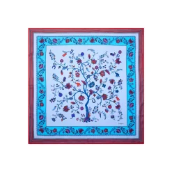 FOULARD IN SETA 90 AZZURRO L'albero della vita