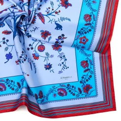 FOULARD IN SETA 90 AZZURRO L'albero della vita