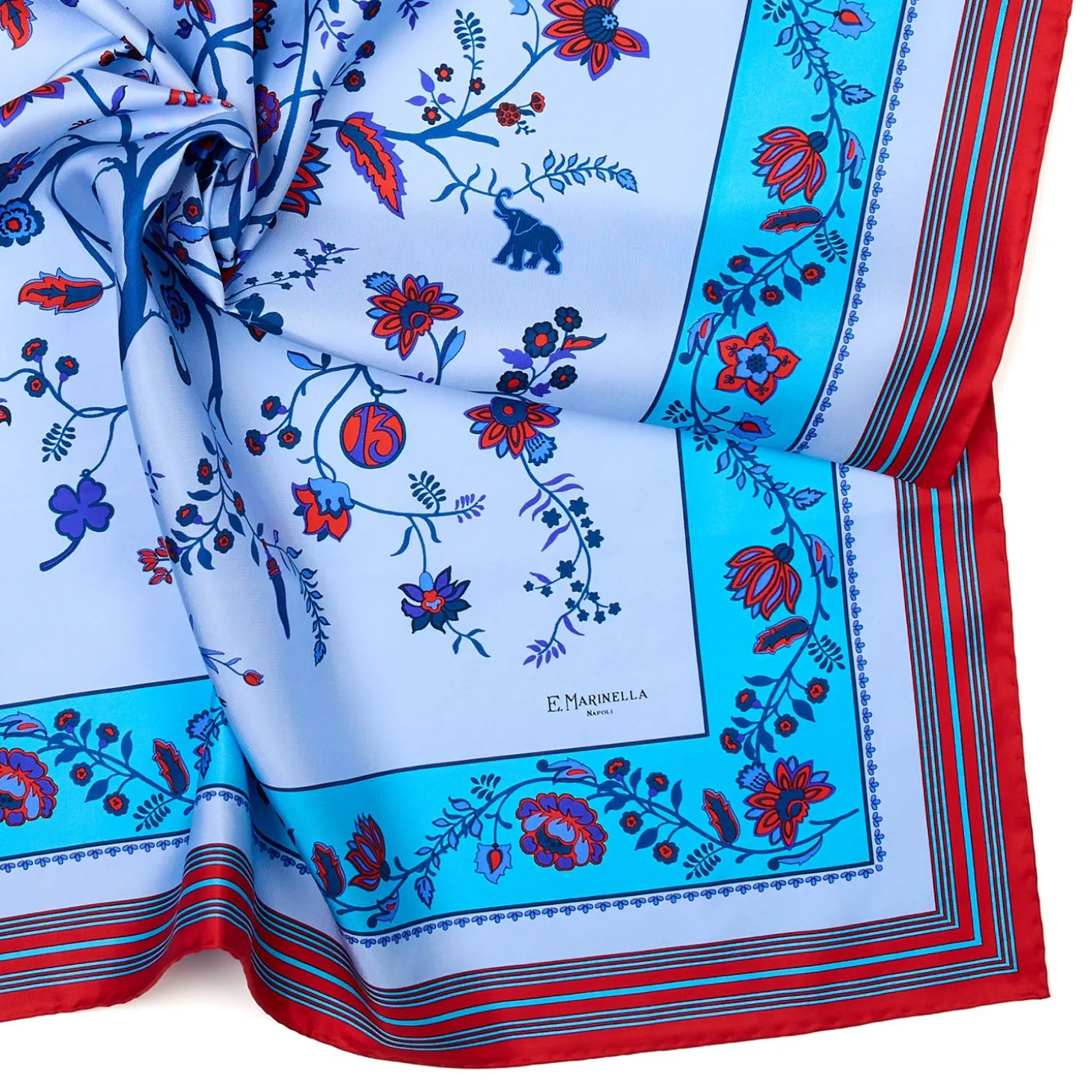 FOULARD IN SETA 90 AZZURRO L'albero della vita