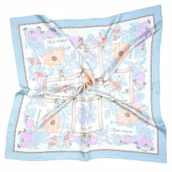 FOULARD IN SETA 90 AZZURRO La rosa canina
