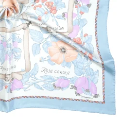 FOULARD IN SETA 90 AZZURRO La rosa canina
