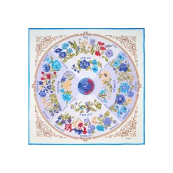 FOULARD IN SETA 90 AZZURRO La ruota delle stagioni