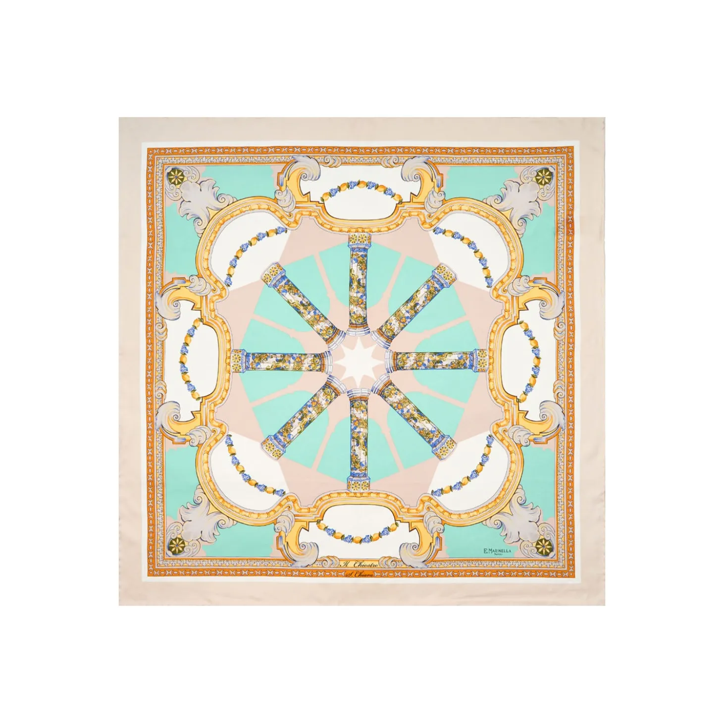 FOULARD IN SETA 90 BEIGE Il chiostro di santa chiara