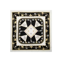 FOULARD IN SETA 90 BIANCO Elefanti portafortuna
